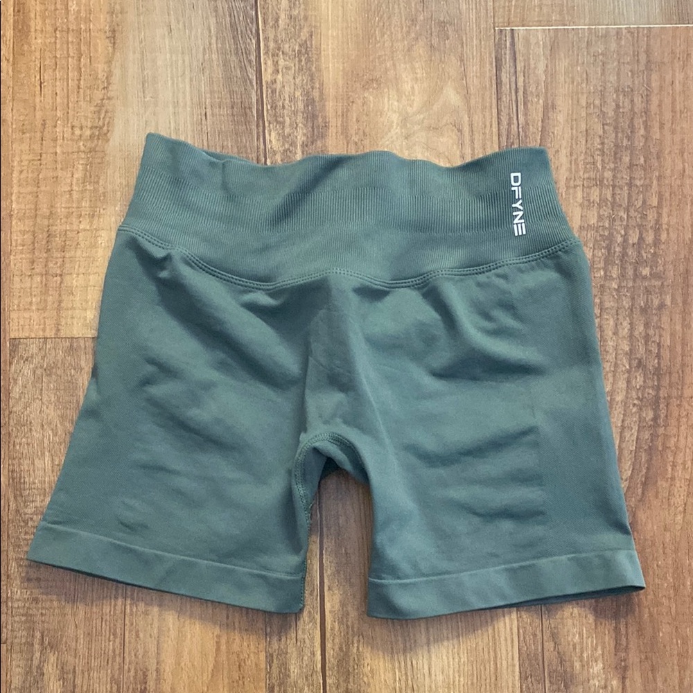 DFYNE Olive Green Biker Shorts